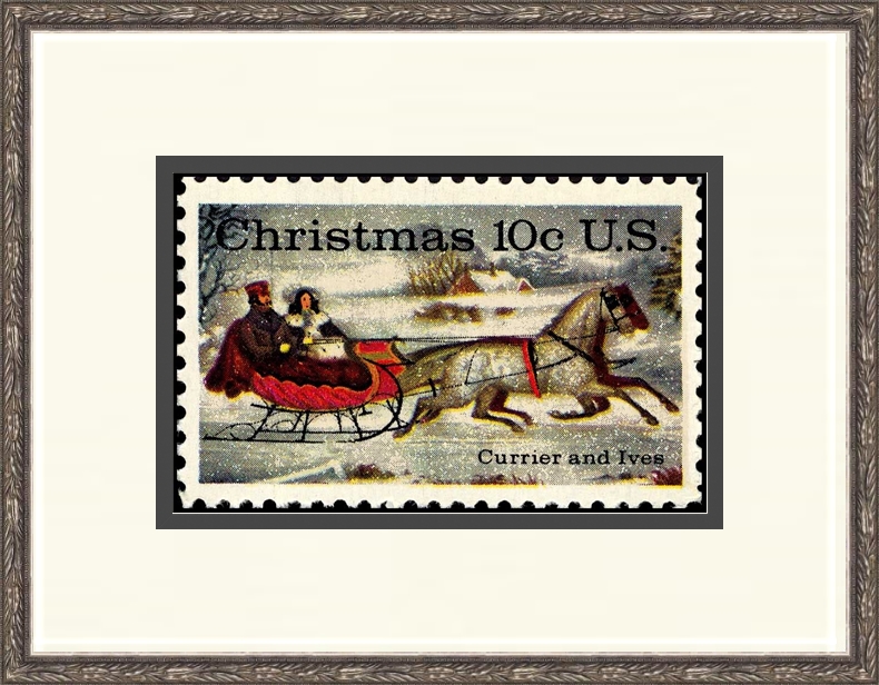 vintage christmas stamp in frame