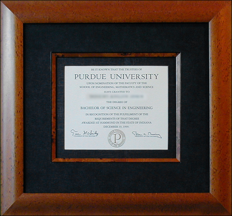 custom framing of diploma