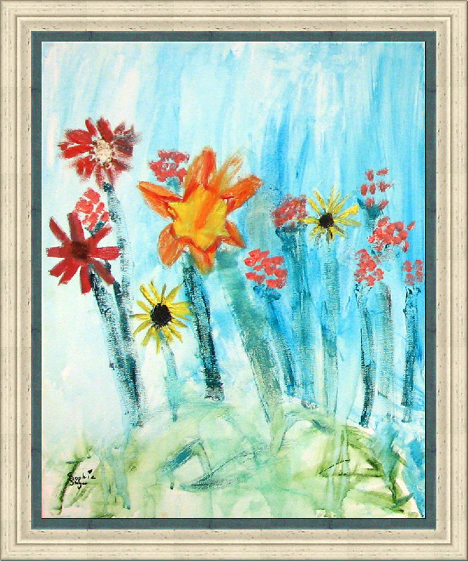 flower painting in colorful frame, the power of color