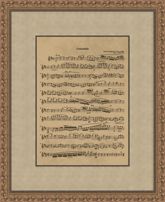 framing music in gold frame with mat
